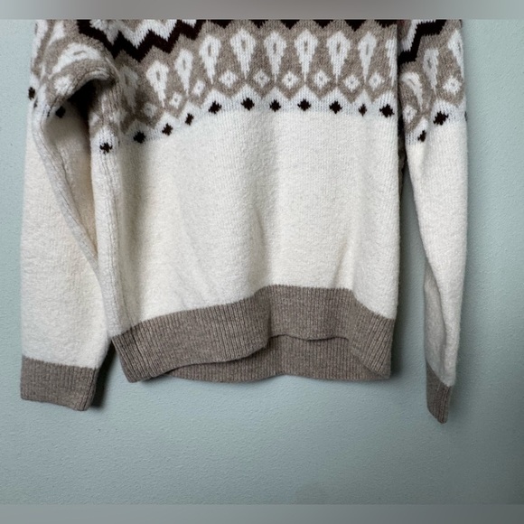 NWT Madewell Wool Blend Fair Isle Markham Pullover Sweater Antique Cream Large - Picture 8 of 15